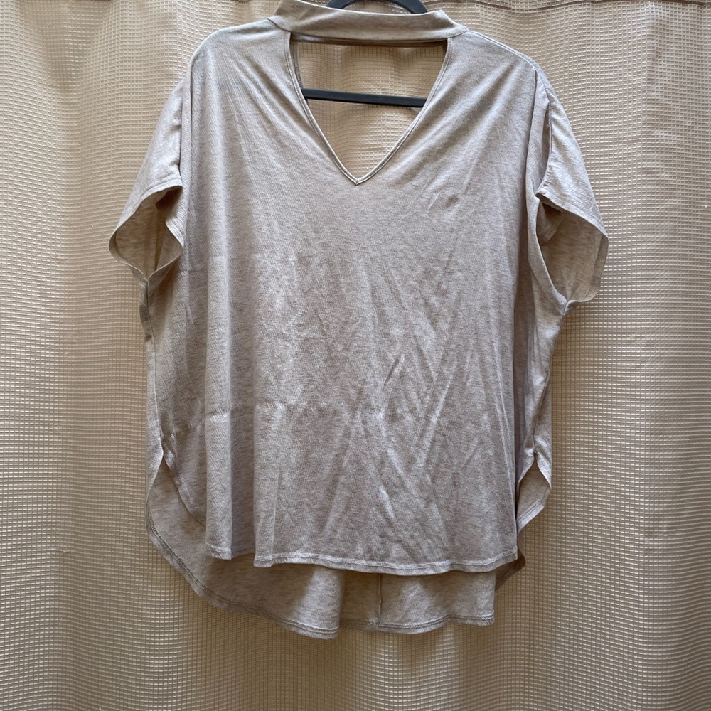 Scalloped keyhole blouse
